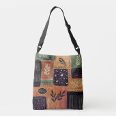 Formen und Blätter abstrakter geometrischer Kreise Tragetaschen Mit Langen Trägern (Rückseite)