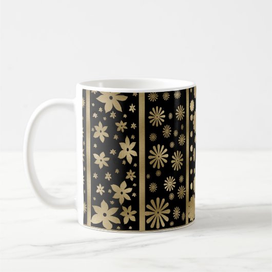 Formen und Blume verbinden sich in Schwarz und Gol Kaffeetasse (Links)