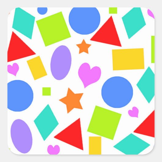 Formen und Farben Quadratischer Aufkleber (Vorderseite)