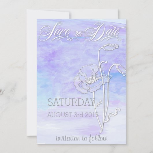 FORMEN VON BLUES WATERCOLOR POPPIES Save the Date (Vorderseite)