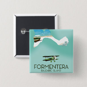 Formentera Balearische Insel Karte Reiseplakat Button