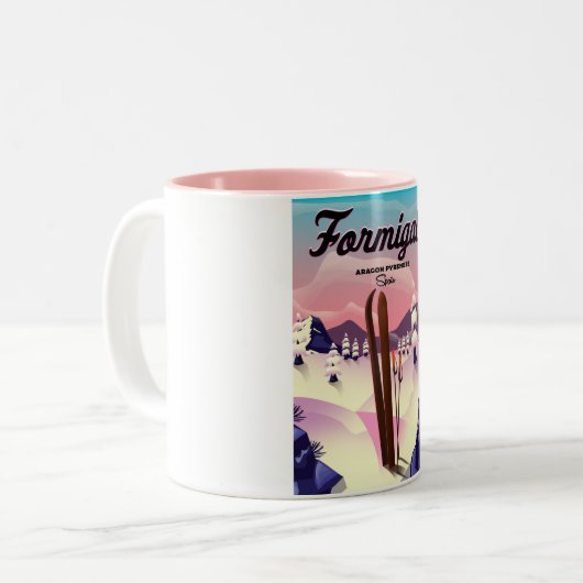 Formigal Aragon Spanien Skiposter. Zweifarbige Tasse (Vorderseite Links)