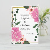 Formliche Aufnahme Rosa und grüne Blüte Save the D Date (Stehend Vorderseite)