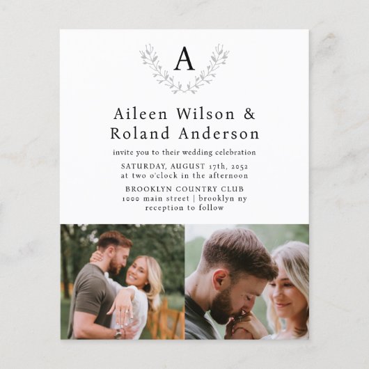 Förmliche Classic Monogramm 3 Foto Hochzeit (Vorderseite)