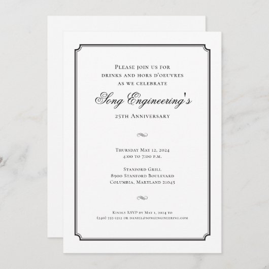 förmliche Einladung oder traditionelle Einladung (Vorne/Hinten)