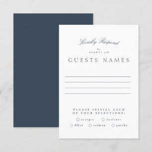 Förmliche Hochzeit der klassischen Navy mit blauer RSVP Karte