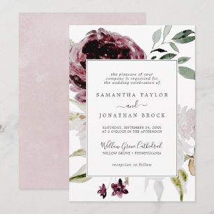 Förmliche Hochzeit mit Floral Romance Einladung