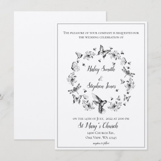 Förmliche Hochzeitsfeier Einladung (Vorne/Hinten)