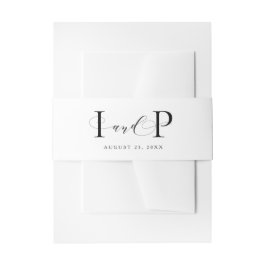 Förmliche Initialen Schwarz-Weiß-Hochzeit Einladungsbanderole