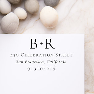 Förmliche Initialen Typografie und Rücksendeadress Gummistempel