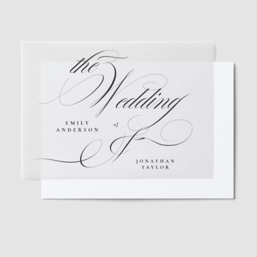 Förmliche Kalligrafie-Schwarze Krawatte-Hochzeit Pergament Einladungen (Versetzt)