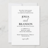 Förmliche klassische Minimal-Weiß- und Schwarz-Hoc Einladung (Vorderseite)