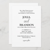 Förmliche klassische Minimal-Weiß- und Schwarz-Hoc Einladung (Vorne/Hinten)