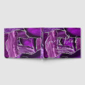 Förmliche Lila Agate Silver Imitats Glitzer Hochze Gästebuch (Voll)