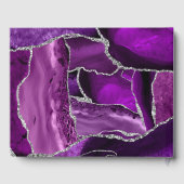 Förmliche Lila Agate Silver Imitats Glitzer Hochze Gästebuch (Rückseite)