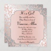 Förmliche Metallpfirsich Floral Baby Dusche Einladung (Vorne/Hinten)