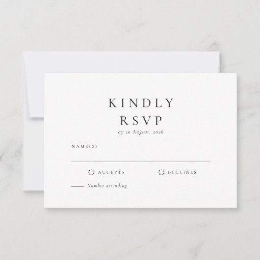 Förmliche Minimalhochzeit RSVP Karte (Vorderseite)