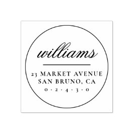 Förmliche Minimalistische Familienname Runde Rücks Gummistempel