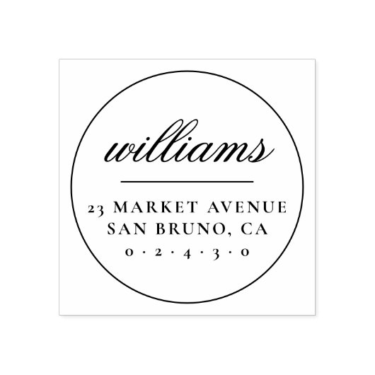 Förmliche Minimalistische Familienname Runde Rücks Gummistempel (Prägung)