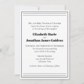 Förmliche Minimalistische Schwarz-Weiß-Hochzeit Einladung (Vorderseite)