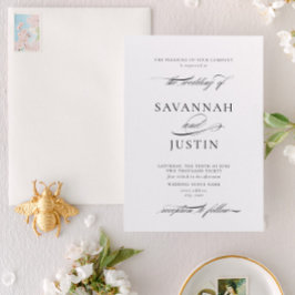 Förmliche Schwarz-Weiß-Kalligrafie-Hochzeit Einladung