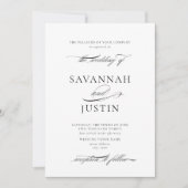 Förmliche Schwarz-Weiß-Kalligrafie-Hochzeit Einladung (Vorderseite)