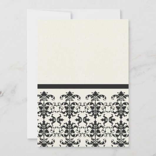 FÖRMLICHE SCHWARZ-WEISSE DAMASK GRAND ÖFFNUNGSZERE EINLADUNG (Rückseite)