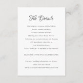 Förmliche Vintage kalligraphische Hochzeitsdetails Begleitkarte (Vorderseite)