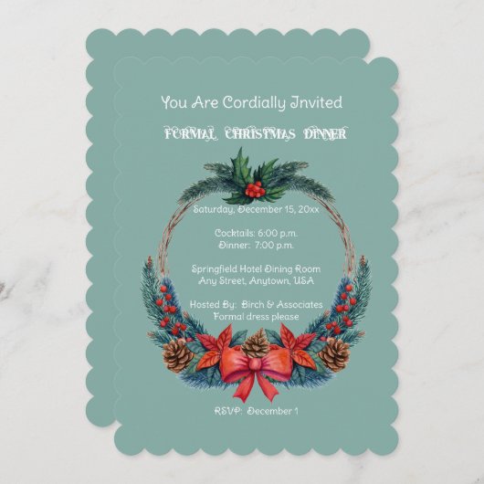 Förmliche Weihnachtsfeiertage im Unternehmen Einladung (Vorne/Hinten)