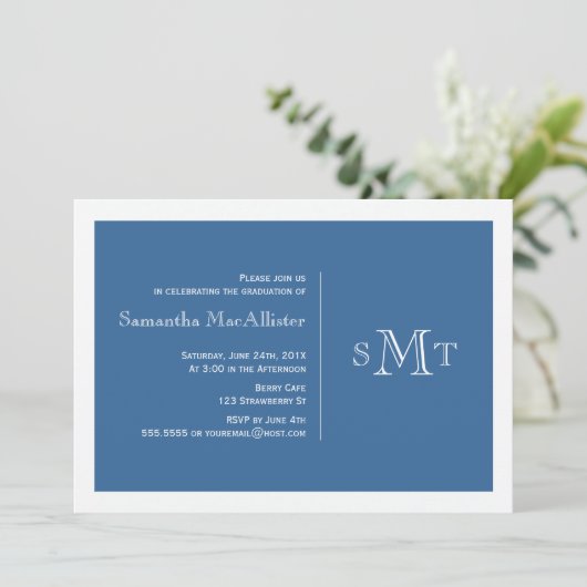 Förmlicher Abschluss Einladung - blau (Stehend Vorderseite)