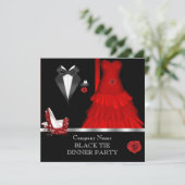 Förmliches Abendessen Party Schwarze Krawatte Red  Einladung (Stehend Vorderseite)
