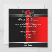 Förmliches Abendessen Party Schwarze Krawatte Red Einladung (Rückseite)