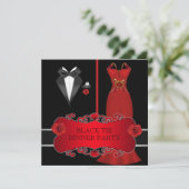 Förmliches Abendessen Party Weiß Schwarze Krawatte Einladung (Stehend Vorderseite)