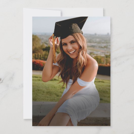 Förmliches Abschluss-Foto für Schwarz und Gold Einladung (Rückseite)