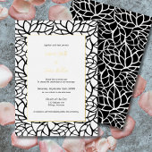 Förmliches Abstraktes Leaf-Muster in Weiß und Schw Folieneinladung