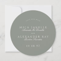 Förmliches Classic Sage Green Calligraphy Round Fo
