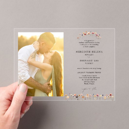 Förmliches farbiges, blumengeschmücktes Foto Horiz Acryleinladungen (Insitu (Handheld))