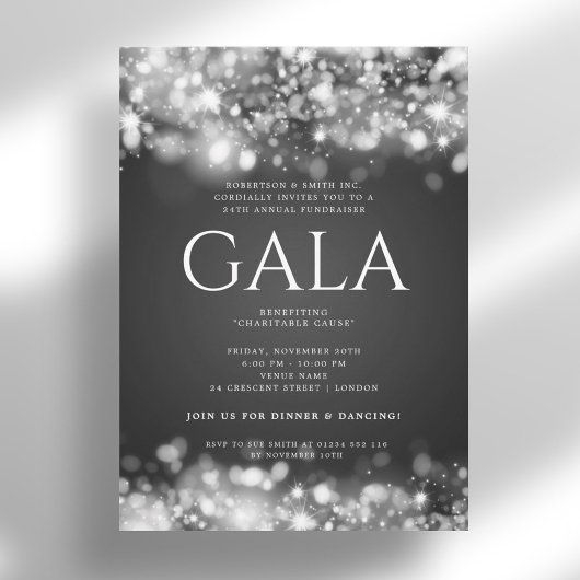 Förmliches Gala-Ball Silber-Funkelleuchten Einladung