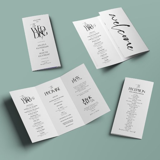 Förmliches Hochzeitsprogramm Schwarz-weiß