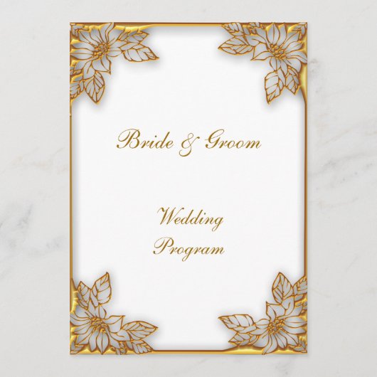 Förmliches Hochzeitsprogramm Weiß und Gold Programm (Rückseite)