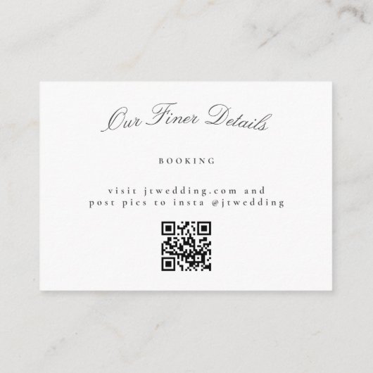 Förmliches klassisches Elegant Wedding QR CODE DET Mitteilungskarte (Rückseite)