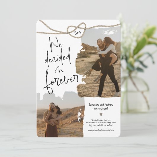 Förmliches Knoten Seil 2 Fotos Verlobung Ankündigung (Stehend Vorderseite)