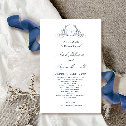 Förmliches Mit Monogramm Hochzeitsprogramm für Nav