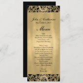 Förmliches Schwarz-Gold-Hochzeitmenü Menükarte (Vorne/Hinten)