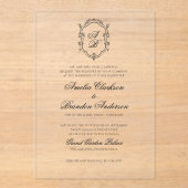 Förmliches Schwarz-Weiß-Wappen Acryleinladungen (Vorderseite)