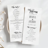 Förmliches Typografie-Schwarz-weiß-Hochzeitsprogra Programm