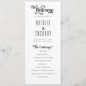 Förmliches Typografie-Schwarz-weiß-Hochzeitsprogra Programm (Vorderseite)