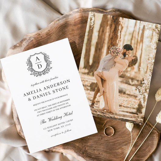 Förmliches Wappen Monogramm Foto Hochzeit Einladung