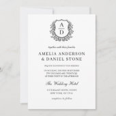 Förmliches Wappen Monogramm Foto Hochzeit Einladung (Vorderseite)