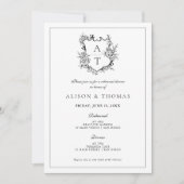 Förmliches Wappen Schwarz-Weiß-Probe-Abendessen Einladung (Vorderseite)